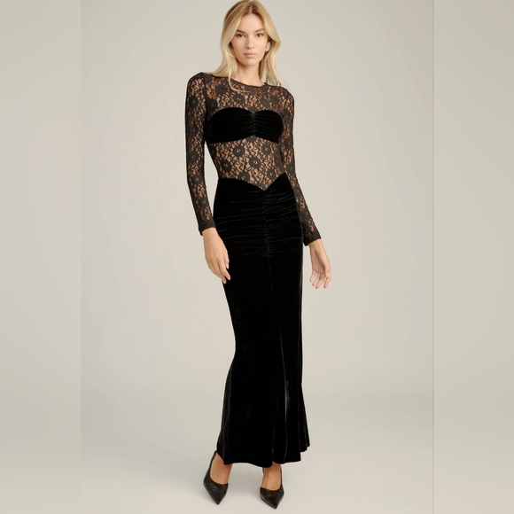 Bardot Dresses & Skirts - Bardot helenie velour lace maxi dress‎ in black